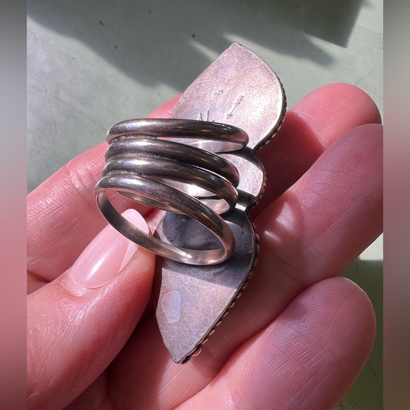 💧🦚🤍 Elegant Opal, Moonstone, Larimar Ring - Picture 3 of 11